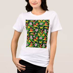 ウォーターカラーの花と果物のフラワーパターン-23768 トライブレンドTシャツ