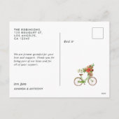 ウォーターカラーの花と自転車のクリスマス家族写真 シーズンポストカード (裏面)