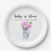 ウォーターカラーの花のジョッキ - 花開く赤ちゃん ペーパープレート (正面)