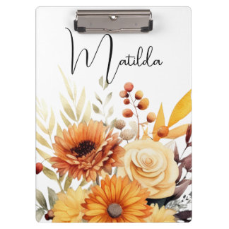 ウォーターカラーの花のデザイン オーダーメイド クリップボード