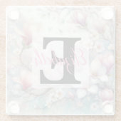 ウォーターカラーの花のモノグラム名(パステル調) Th ガラスコースター (裏面)