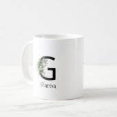 ウォーターカラーの花のモノグラム 退職記念 コーヒーマグ コーヒーマグカップ (正面左)