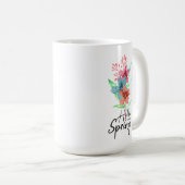 ウォーターカラーの花の春コーヒーマグカップ "Hello Spring" コーヒーマグカップ (正面右)