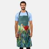 ウォーターカラーの花の絵と名言 エプロン (着用した状態)