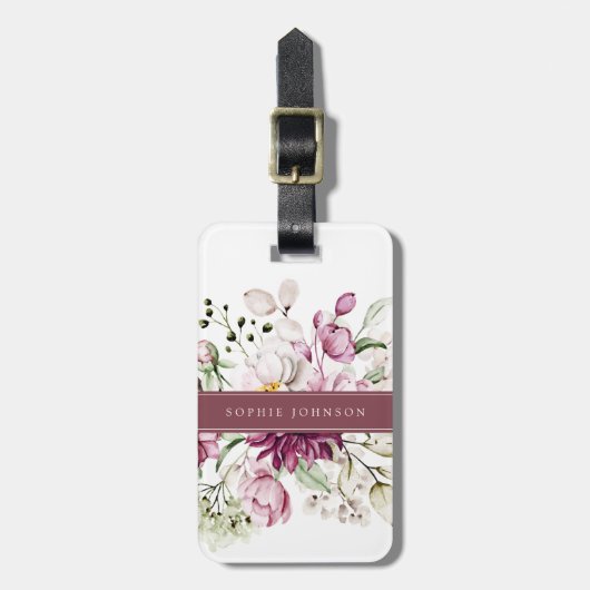 ウォーターカラーの花の荷物タグ ラゲッジタグ (正面縦)