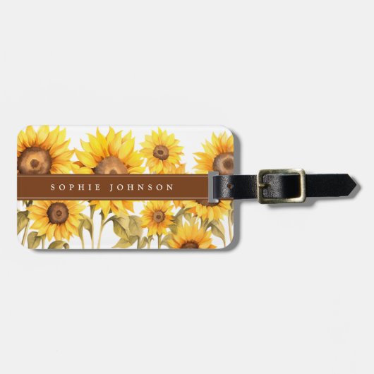 ウォーターカラーの花の荷物タグ ラゲッジタグ (正面横)