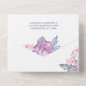 ウォーターカラーの花園の花の結婚式 オールインワン招待状 (裏面)