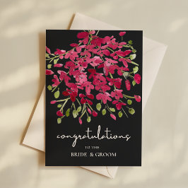 ウォーターカラーの花束で新婚の二人を祝福 カード
