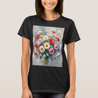 ウォーターカラーの花束Tシャツ Tシャツ