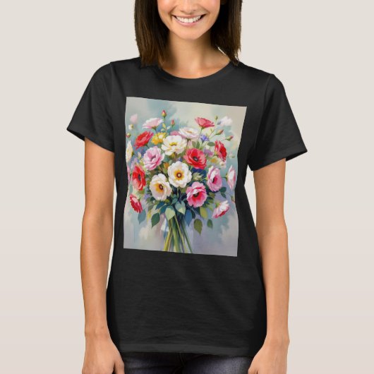 ウォーターカラーの花束Tシャツ Tシャツ (正面)