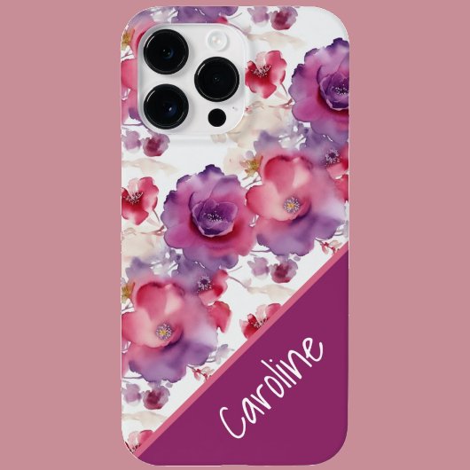 ウォーターカラーの花柄 赤 青 紫 Case-Mate iPhoneケース