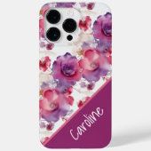 ウォーターカラーの花柄 赤 青 紫 Case-Mate iPhoneケース (裏面)