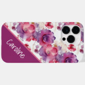 ウォーターカラーの花柄 赤 青 紫 Case-Mate iPhoneケース (裏面 (横))