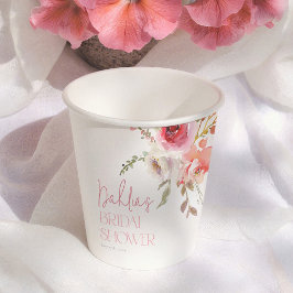 ウォーターカラーの花 エレガント ガーデン ブライダルシャワー 紙コップ