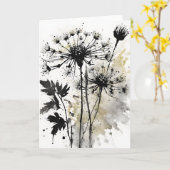 ウォーターカラーの花 - クイーン・アンネのレース カード (黄色い花)