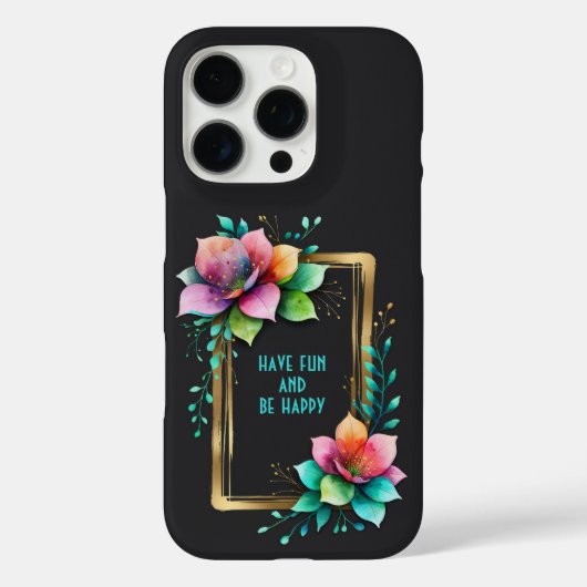 ウォーターカラーの花 - ゴールデンフレーム 34 + あなたのテキスト Case-Mate iPhoneケース (裏面)