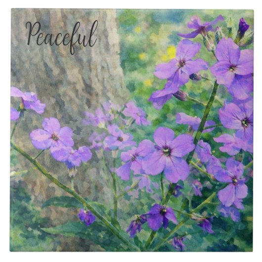 ウォーターカラーの花 タイル (正面)