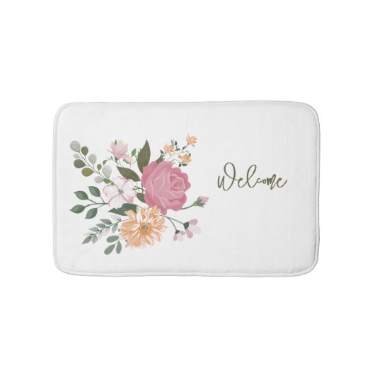 ウォーターカラーの花 バスマット (正面)