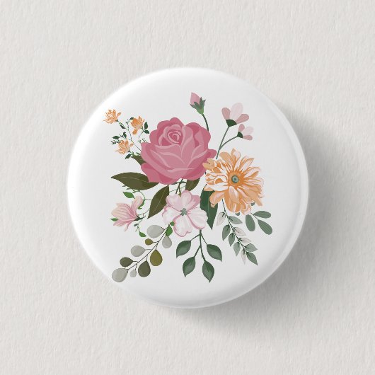 ウォーターカラーの花 缶バッジ (正面)