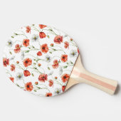 ウォーターカラーの草原のポピーと白い野の花 卓球ラケット (横)