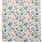 ウォーターカラーの草原の花柄 シャワーカーテン (正面)