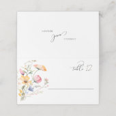 ウォーターカラーの草原の野の花の結婚式テーブル プレイスカード (外部開封)
