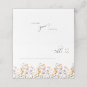 ウォーターカラーの草原の野の花の結婚式テーブル プレイスカード (外部開封)