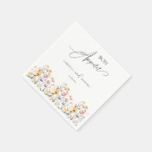ウォーターカラーの草原の野の花 クラシックな結婚式 スタンダードカクテルナプキン (角)