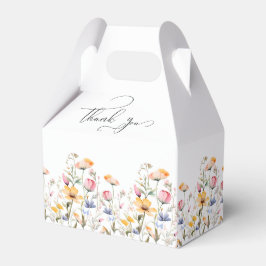 ウォーターカラーの草原の野の花 感謝のウェディング フェイバーボックス