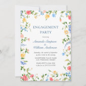 ウォーターカラーの草原の野花ボヘミアンENGAGEMENT PARTY 招待状 (正面)