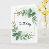ウォーターカラーの葉っぱの誕生日カード カード (黄色い花)