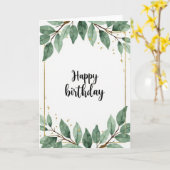ウォーターカラーの葉っぱの誕生日カード カード (黄色い花)