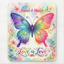 ウォーターカラーの虹色の蝶 "Love is Love"