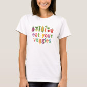 ウォーターカラーの虹色の野菜を食べよう Tシャツ (正面)