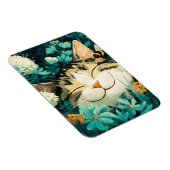 ウォーターカラーの蜂が眠る猫の花園 マグネット (右側)