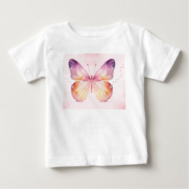 ウォーターカラーの蝶アート ベビーTシャツ