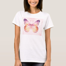 ウォーターカラーの蝶アート Tシャツ