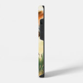 ウォーターカラーの象のクローズアップ iPhoneケース (左側面)