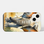 ウォーターカラーの象のクローズアップ iPhoneケース (裏面横)