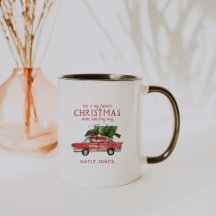 ウォーターカラーの赤い車 | お気に入りのクリスマスマグ