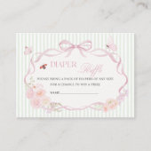 ウォーターカラーの赤ちゃんの花開く蝶のおむつ抽選 名刺 (正面)
