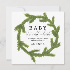 ウォーターカラーの赤ちゃんシャワー"Baby it's cold outside" 案内状