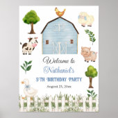ウォーターカラーの農場の動物の納屋の5歳の誕生日パーティー ポスター (正面)