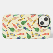 ウォーターカラーの酒瓶パターン iPhoneケース (裏面横)
