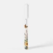 ウォーターカラーの野の花と草と蝶々、 iPhoneケース (右側面)