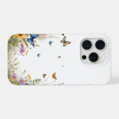 ウォーターカラーの野の花と草と蝶々、 iPhoneケース (裏面横)