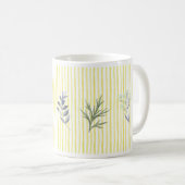 ウォーターカラーの野の花と黄色のストライプ コーヒーマグカップ (正面右)