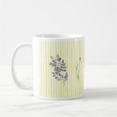 ウォーターカラーの野の花と黄色のストライプ コーヒーマグカップ (左)