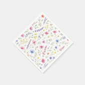ウォーターカラーの野の花のカクテル用ナプキン スタンダードカクテルナプキン (角)