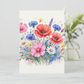ウォーターカラーの野の花のブーケフラワアート 招待状 (スタンド正面)